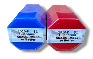2010 P & D ~ BUCHANAN PRESIDENTIAL DOLLAR ROLLS ~ ANACS MS63 OR BETTER - Bild 1 von 2