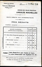 facture ancienne Fernand Réginaud à Lamanon " Huile d'Olive " . 1916