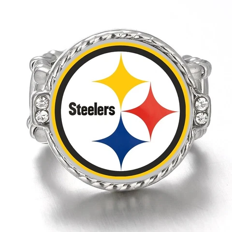 Pittsburgh Steelers Silver Women's Crystal Accent Football Ring w Gift Pkg D12 Cover