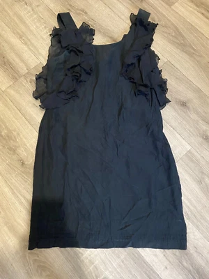 TÚNICA JUICY COUTURE 100% SEDA VOLANTES CREMALLERA NEGRA TALLA S-M Foto 1 de 4