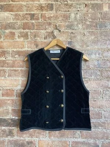 Vintage Sonia Rykiel Women’s Vest, Sz M/L Quilted Velvet, Noir France - Picture 1 of 7