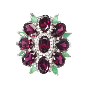 925 Anillo Plata de Ley Ovalado Rodolita 6x4mm Emerald Piedra Preciosa Tamaño 9 - Imagen 1 de 9