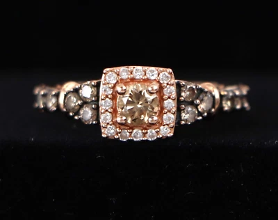 $2,899 LeVian 14K Rose Strawberry Gold 0.87ct Chocolate White Diamond Ring 6.75 - Image 1 of 4
