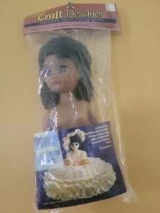 Crochet Pillow Darice Fashion Cushion Doll Black Hair African American LL - Picture 1 of 4