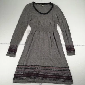LAURA ASHLEY Dress 12 Grey Long Sleeve Midi Knit Cotton Blend - Picture 1 of 10