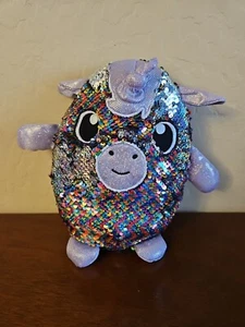 Shimmeez Purple Maggie Unicorn 9" Glitter Reversible Sequin Plush Stuffed Animal - Picture 1 of 4