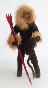 Vintage Künstler handgefertigt Wildleder Fell Eskimo Speer Fischer Mann 5 1/2" Puppe - Bild 1 von 6