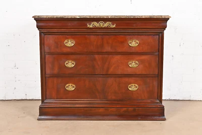Henkel Harris French Empire Louis Philippe Flame Mahogany Marble Top Dresser - Image 1 of 4