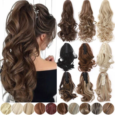 100% Thick Ponytail Hairpiece Claw Clip Long Wavy Curly Pony Tail Hair Extension - Image 1 of 4