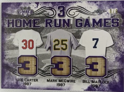 Mark McGWIRE Joe CARTER Bill MADLOCK 2021 Hoja Madera Triple Juego Usado BAT #6/9 Foto 1 de 2