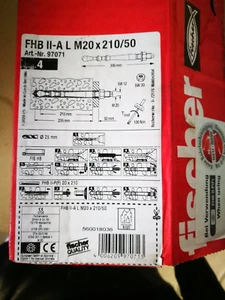 Fischer HighBond FHB II Chemical System - Bar FHB II-A L M20x210/50 A4-4 Pieces - Picture 1 of 1