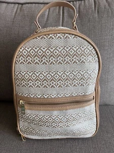 Tommy Bahama Backpack Zig Zag Woven Straw Tan Brown Handbag Purse - Picture 1 of 18