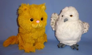 Harry Potter Plush Crookshanks Cat 12"-Puppet-OWL HEDWIG-Head turns/Sound -LOT-2 - Picture 1 of 15