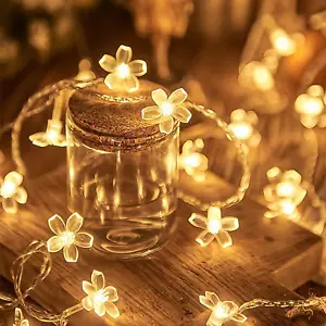 Flower Fairy Light Battery Operated Indoor String Lights 30LED Cherry Blossom Li - Picture 1 of 12