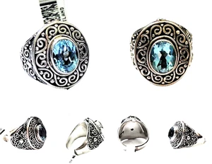 Exquisitely Handcrafted 925 Sterling Silver 2.26CT Oval Blue Topaz Ring Size 7 - Picture 1 of 6