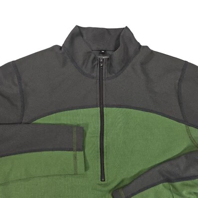 REI 1/2 Zip Pullover Mens M Green Gray Polartec Powerdry Lightweight Gorp Hiking Foto 1 de 4