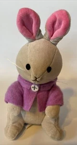 Vintage Easter Bunny Plush Tan/Purple Coat 5.5” Tall 1983 Dakin Brand - Imagen 1 de 6