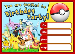 POKEMON Invitations Birthday Party Invites - A5 - FREE NEXT DAY FAST DELIVERY - Picture 1 of 1