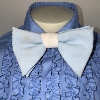 Corbata De Colección Años 60 70 Clip En Pajarita Para Hombres Azul Flojo Poliéster Grande Baile de graduación Boda Foto 1 de 4