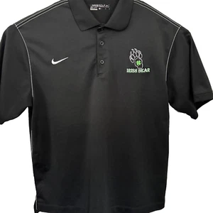 Nike Golf Dri-Fit Size large Black Polo Collared Irish Bears on Chest 100% Poly. - Picture 1 of 8