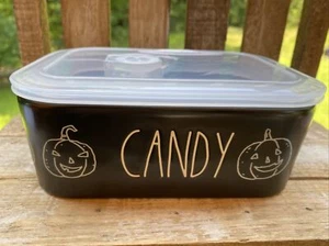 NIB Halloween 2021 Rae Dunn CANDY Black Lidded Ceramic Food Storage Containers - Picture 1 of 6