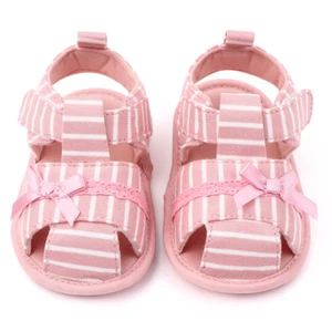 Baby Girls Pink Striped Sandals Infant Soft Sole Sandals - Picture 1 of 1