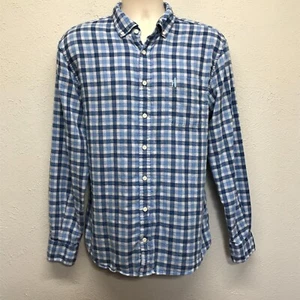 Johnnie-O Herren L Hangin Out Nelson Hemd blau kariert Langarm Tasche - Bild 1 von 10