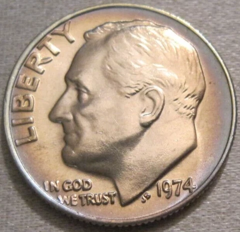 ALBUM TONED AS SHOWN - 1974 P UNCIRCULATED ROOSEVELT DIME *** 812 Cover