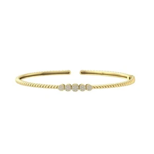 10k Yellow Gold 0.2ct Diamond Bangle Bracelet for Women 7" IJ Color I2I3 Clarity - Picture 1 of 5