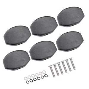6 Pieces Ebony Wood Knobs Caps for Acoustic Guitar Tuning Pegs - Picture 1 of 7
