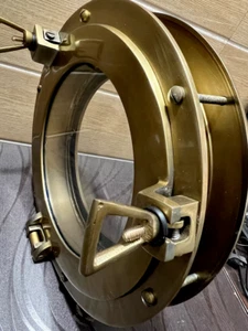 Nautical Window Boat Porthole Door Glass Brass Golden Home Decor Gift Antique - Picture 1 of 2