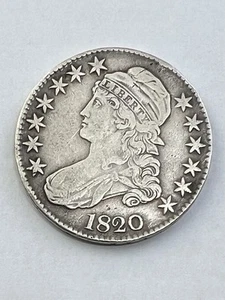 1820 Capped Bust Half Dollar 50C ungradiert ohne Knopf - Bild 1 von 3