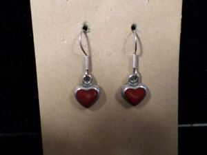 Pendientes de corazón de piedra roja de plata de ley - Imagen 1 de 3