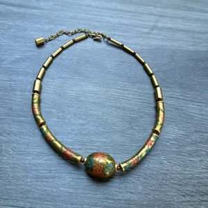 Vintage Asian Floral Choker Necklace Gold - Picture 1 of 3