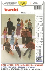 Burda 8576 Doll Clothes for 11.5" Barbie & Ken Dolls CUT INCOMPLETE Pattern - Picture 1 of 5