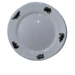 MIGNON FAGET White with Silver Animal Crackers Child's Plate Italy - Picture 1 of 16