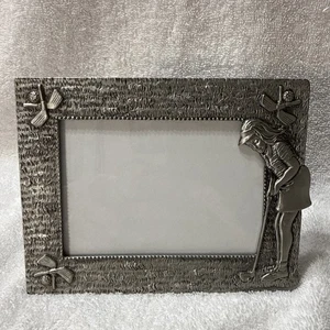 Marco de fotos de peltre con tema deportivo de golf para mujeres 3,25" x 4,50 usado #33 - Imagen 1 de 4