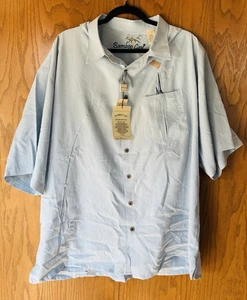 Bamboo Cay Shirt 3XL Blue Hawaiian Fishing Marlin Embroidered Beach Vacation - Picture 1 of 7