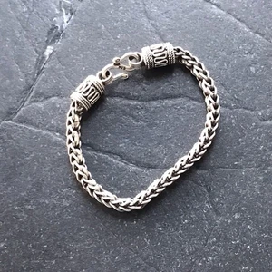 Bali Stil Weizen Kette Glieder 925 Armband 7 3/4 Zoll - Bild 1 von 8