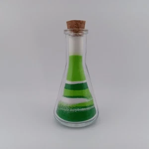 Lab / Alchemy Vial Bottled Sand Art - Green & White - 3" - Picture 1 of 4