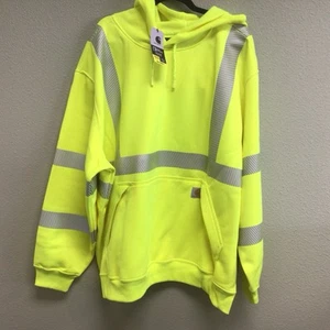 Carhartt Mens Rain Defender High Visibility Class 3 Hooded Sweatshirt Size 3XL - Picture 1 of 3
