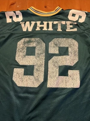 Camiseta deportiva de colección Reggie blanca Green Bay Packers por logotipo atlética grande L 46-48 Foto 1 de 4