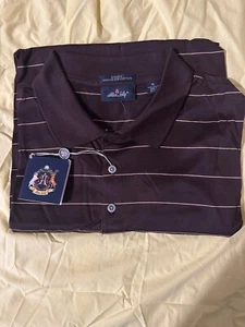 NEW NWT MENS ALLEN SOLLY SHORT SLEEVE BROWN STRIPED POLO SHIRT SIZE XL - Picture 1 of 1