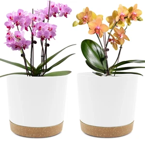 QCQHDU 2 Pack Plant Pot, White Plastic Indoor Planter with Drainage Holes and Re - Picture 1 of 12