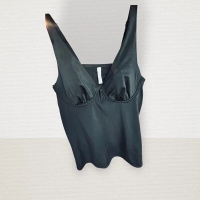 Traje de baño Tankini negro sin mangas correas ajustables Foto 1 de 4