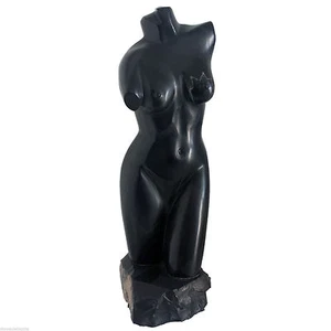 Scultura Busto NUDO DONNA Marmo Nero VINTAGE ART Black Marble Women Sculpture 40 - Picture 1 of 1