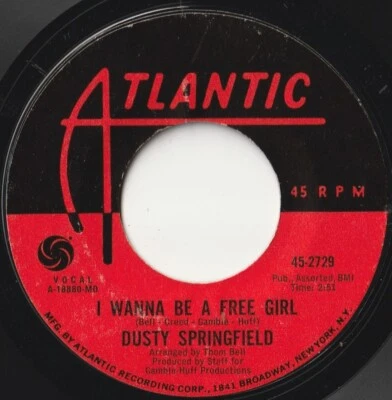 DUSTY SPRINGFIELD 45: I WANNA BE A FREE GIRL/LET ME US ATLANTIC 45-2729 EX+ 1970 - Image 1 of 2