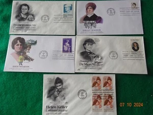 US First Day of Issue Historic Women Dolly Madison Helen Keller Frances Perkins - Picture 1 of 2
