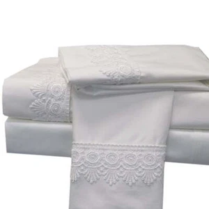 Alejandra besticktes Bettwäsche-Set aus weicher Baumwolle und Kissenbezüge - Made in USA - Bild 1 von 13