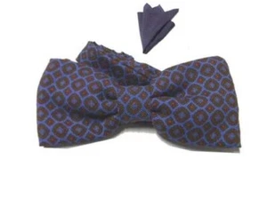 Nœud Papillon Laine Homme Bleu Brun Bordeaux Et Ensemble Mouchoir de Poche - Picture 1 of 7